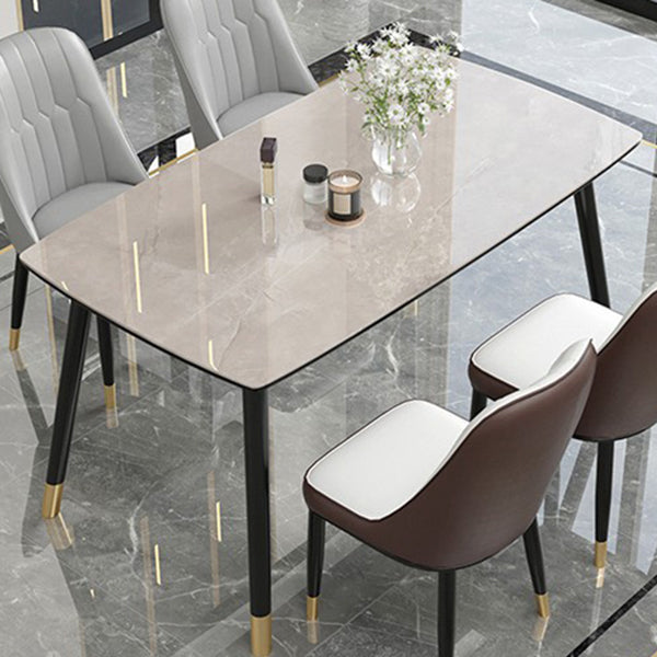 Contemporary Sintered Stone Kitchen Dining Table Rectangle Shape Dining Table with 4 Legs Base Gray Clearhalo ' dining_table' 'Dining Tables & Seating' 'Dining Tables' 'Furniture' 'furniture_dining_table' 'Kitchen & Dining Furniture' 'kitchen&dining_furn' 'kitchen' 'kitchen_dining_table' 3578459