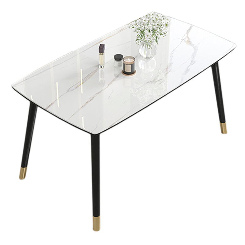 Contemporary Sintered Stone Kitchen Dining Table Rectangle Shape Dining Table with 4 Legs Base Clearhalo ' dining_table' 'Dining Tables & Seating' 'Dining Tables' 'Furniture' 'furniture_dining_table' 'Kitchen & Dining Furniture' 'kitchen&dining_furn' 'kitchen' 'kitchen_dining_table' 3578463