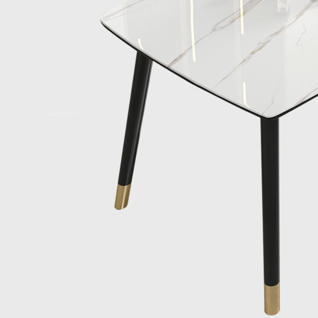 Contemporary Sintered Stone Kitchen Dining Table Rectangle Shape Dining Table with 4 Legs Base Clearhalo ' dining_table' 'Dining Tables & Seating' 'Dining Tables' 'Furniture' 'furniture_dining_table' 'Kitchen & Dining Furniture' 'kitchen&dining_furn' 'kitchen' 'kitchen_dining_table' 3578464