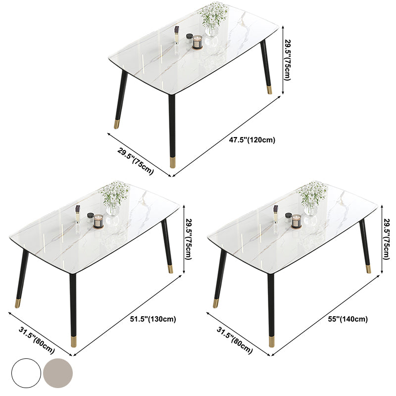 Contemporary Sintered Stone Kitchen Dining Table Rectangle Shape Dining Table with 4 Legs Base Clearhalo ' dining_table' 'Dining Tables & Seating' 'Dining Tables' 'Furniture' 'furniture_dining_table' 'Kitchen & Dining Furniture' 'kitchen&dining_furn' 'kitchen' 'kitchen_dining_table' 3578465