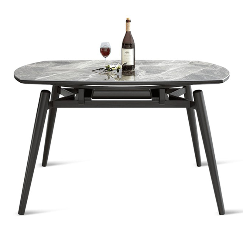 Modern Style Sintered Stone Dining Table Gray Round Drop-Leaf Table with 4 Legs 59.1"L x 59.1"W x 29.5"H Clearhalo ' dining_table' 'Dining Tables & Seating' 'Dining Tables' 'Furniture' 'furniture_dining_table' 'Kitchen & Dining Furniture' 'kitchen&dining_furn' 'kitchen' 'kitchen_dining_table' 3578470