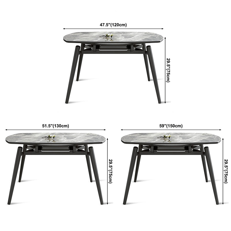 Modern Style Sintered Stone Dining Table Gray Round Drop-Leaf Table with 4 Legs Clearhalo ' dining_table' 'Dining Tables & Seating' 'Dining Tables' 'Furniture' 'furniture_dining_table' 'Kitchen & Dining Furniture' 'kitchen&dining_furn' 'kitchen' 'kitchen_dining_table' 3578473