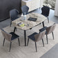Modern Style Sintered Stone Dining Table Gray Round Drop-Leaf Table with 4 Legs Clearhalo ' dining_table' 'Dining Tables & Seating' 'Dining Tables' 'Furniture' 'furniture_dining_table' 'Kitchen & Dining Furniture' 'kitchen&dining_furn' 'kitchen' 'kitchen_dining_table' 3578474