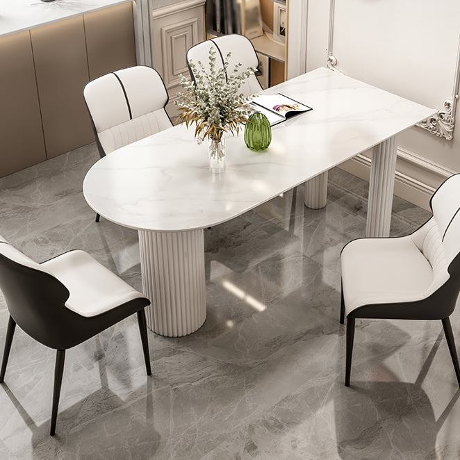 Contemporary Dining Table Sintered Stone Table with 3 White Legs for Dining Clearhalo ' dining_table' 'Dining Tables & Seating' 'Dining Tables' 'Furniture' 'furniture_dining_table' 'Kitchen & Dining Furniture' 'kitchen&dining_furn' 'kitchen' 'kitchen_dining_table' 3578475