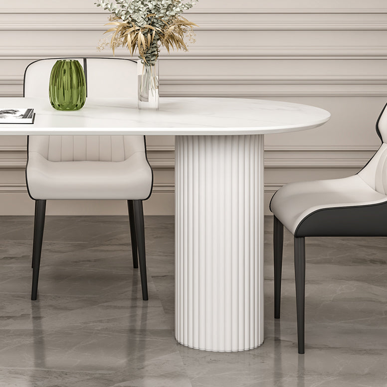 Contemporary Dining Table Sintered Stone Table with 3 White Legs for Dining Clearhalo ' dining_table' 'Dining Tables & Seating' 'Dining Tables' 'Furniture' 'furniture_dining_table' 'Kitchen & Dining Furniture' 'kitchen&dining_furn' 'kitchen' 'kitchen_dining_table' 3578478