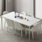 Modern White Rectangle Shape Dining Table Sintered Stone Kitchen Dining Table with 4 Legs Base Clearhalo ' dining_table' 'Dining Tables & Seating' 'Dining Tables' 'Furniture' 'furniture_dining_table' 'Kitchen & Dining Furniture' 'kitchen&dining_furn' 'kitchen' 'kitchen_dining_table' 3578482