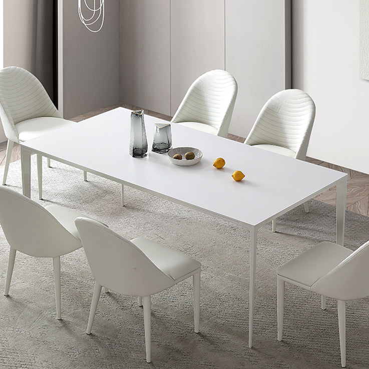 Modern White Rectangle Shape Dining Table Sintered Stone Kitchen Dining Table with 4 Legs Base Clearhalo ' dining_table' 'Dining Tables & Seating' 'Dining Tables' 'Furniture' 'furniture_dining_table' 'Kitchen & Dining Furniture' 'kitchen&dining_furn' 'kitchen' 'kitchen_dining_table' 3578483