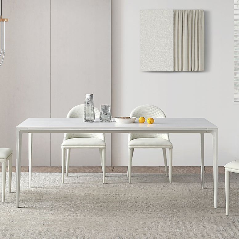 Modern White Rectangle Shape Dining Table Sintered Stone Kitchen Dining Table with 4 Legs Base Clearhalo ' dining_table' 'Dining Tables & Seating' 'Dining Tables' 'Furniture' 'furniture_dining_table' 'Kitchen & Dining Furniture' 'kitchen&dining_furn' 'kitchen' 'kitchen_dining_table' 3578484