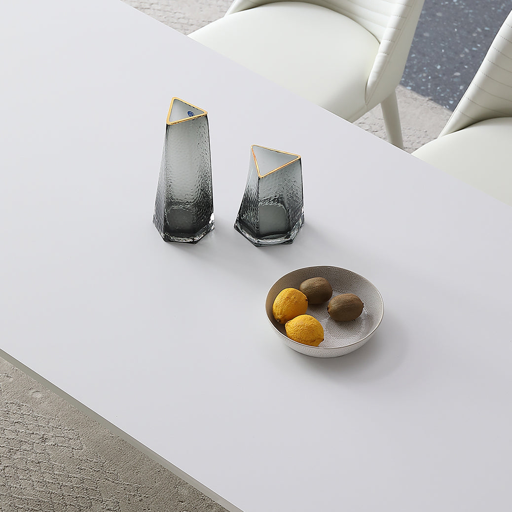 Modern White Rectangle Shape Dining Table Sintered Stone Kitchen Dining Table with 4 Legs Base Clearhalo ' dining_table' 'Dining Tables & Seating' 'Dining Tables' 'Furniture' 'furniture_dining_table' 'Kitchen & Dining Furniture' 'kitchen&dining_furn' 'kitchen' 'kitchen_dining_table' 3578487