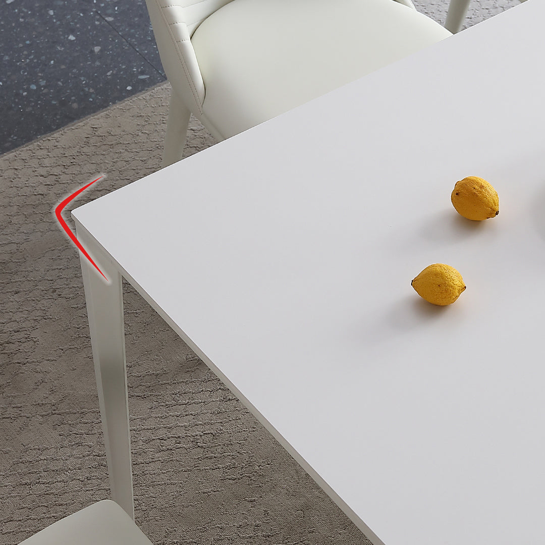 Modern White Rectangle Shape Dining Table Sintered Stone Kitchen Dining Table with 4 Legs Base Clearhalo ' dining_table' 'Dining Tables & Seating' 'Dining Tables' 'Furniture' 'furniture_dining_table' 'Kitchen & Dining Furniture' 'kitchen&dining_furn' 'kitchen' 'kitchen_dining_table' 3578490