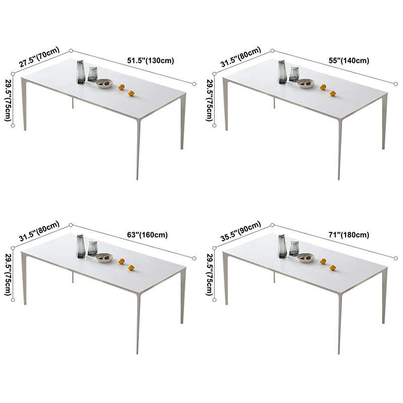 Modern White Rectangle Shape Dining Table Sintered Stone Kitchen Dining Table with 4 Legs Base Clearhalo ' dining_table' 'Dining Tables & Seating' 'Dining Tables' 'Furniture' 'furniture_dining_table' 'Kitchen & Dining Furniture' 'kitchen&dining_furn' 'kitchen' 'kitchen_dining_table' 3578491