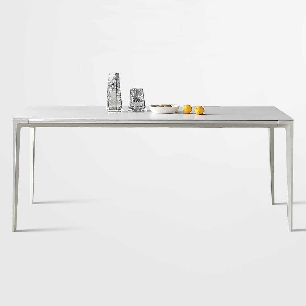 Modern White Rectangle Shape Dining Table Sintered Stone Kitchen Dining Table with 4 Legs Base Clearhalo ' dining_table' 'Dining Tables & Seating' 'Dining Tables' 'Furniture' 'furniture_dining_table' 'Kitchen & Dining Furniture' 'kitchen&dining_furn' 'kitchen' 'kitchen_dining_table' 3578492