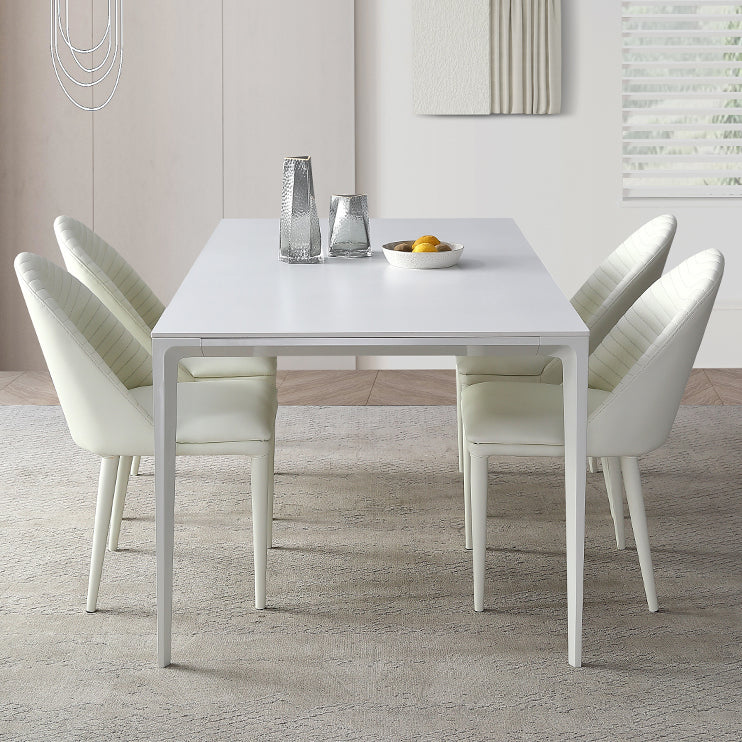 Modern White Rectangle Shape Dining Table Sintered Stone Kitchen Dining Table with 4 Legs Base Clearhalo ' dining_table' 'Dining Tables & Seating' 'Dining Tables' 'Furniture' 'furniture_dining_table' 'Kitchen & Dining Furniture' 'kitchen&dining_furn' 'kitchen' 'kitchen_dining_table' 3578493