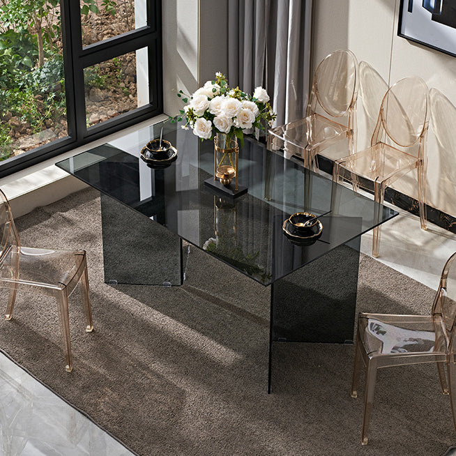 Contemporary Style Clear Tempered Glass Dining Table 2 Legs Table for Dining Room Clearhalo ' dining_table' 'Dining Tables & Seating' 'Dining Tables' 'Furniture' 'furniture_dining_table' 'Kitchen & Dining Furniture' 'kitchen&dining_furn' 'kitchen' 'kitchen_dining_table' 3578497
