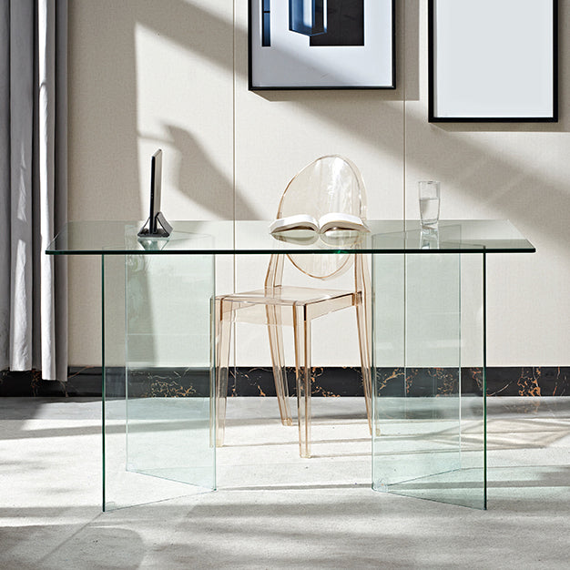 Contemporary Style Clear Tempered Glass Dining Table 2 Legs Table for Dining Room Clearhalo ' dining_table' 'Dining Tables & Seating' 'Dining Tables' 'Furniture' 'furniture_dining_table' 'Kitchen & Dining Furniture' 'kitchen&dining_furn' 'kitchen' 'kitchen_dining_table' 3578499