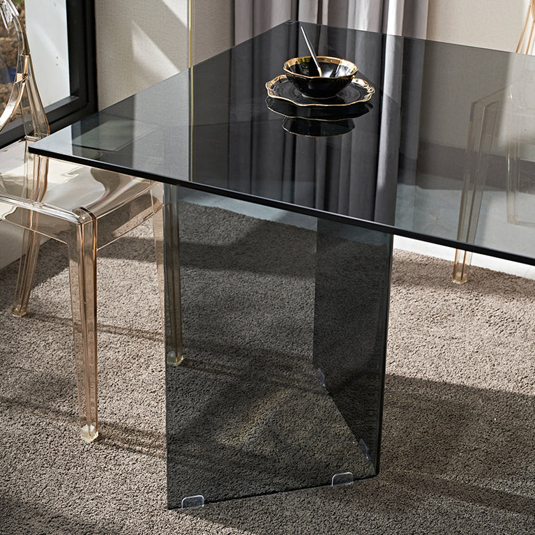 Contemporary Style Clear Tempered Glass Dining Table 2 Legs Table for Dining Room Clearhalo ' dining_table' 'Dining Tables & Seating' 'Dining Tables' 'Furniture' 'furniture_dining_table' 'Kitchen & Dining Furniture' 'kitchen&dining_furn' 'kitchen' 'kitchen_dining_table' 3578501