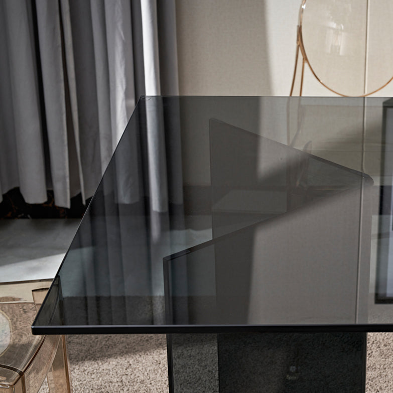 Contemporary Style Clear Tempered Glass Dining Table 2 Legs Table for Dining Room Clearhalo ' dining_table' 'Dining Tables & Seating' 'Dining Tables' 'Furniture' 'furniture_dining_table' 'Kitchen & Dining Furniture' 'kitchen&dining_furn' 'kitchen' 'kitchen_dining_table' 3578503