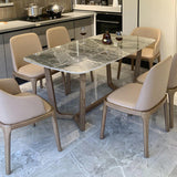 Sintered Stone Modern Rectangle Dining Table Grey Stone Top Table with Trestle Base Clearhalo ' dining_table' 'Dining Tables & Seating' 'Dining Tables' 'Furniture' 'furniture_dining_table' 'Kitchen & Dining Furniture' 'kitchen&dining_furn' 'kitchen' 'kitchen_dining_table' 3578508