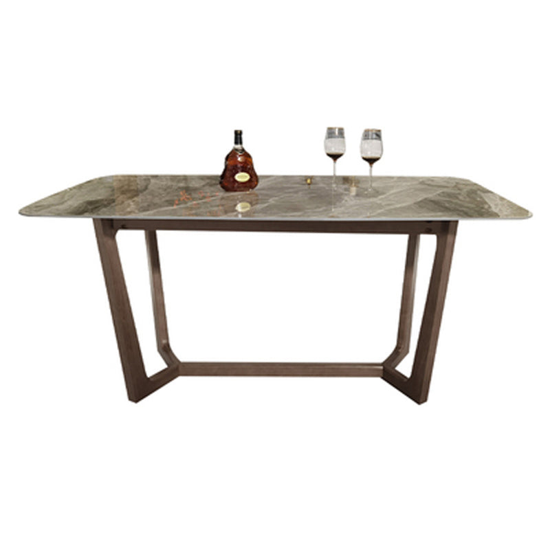 Sintered Stone Modern Rectangle Dining Table Grey Stone Top Table with Trestle Base Clearhalo ' dining_table' 'Dining Tables & Seating' 'Dining Tables' 'Furniture' 'furniture_dining_table' 'Kitchen & Dining Furniture' 'kitchen&dining_furn' 'kitchen' 'kitchen_dining_table' 3578512