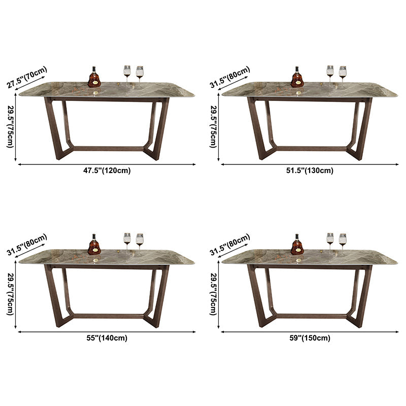 Sintered Stone Modern Rectangle Dining Table Grey Stone Top Table with Trestle Base Clearhalo ' dining_table' 'Dining Tables & Seating' 'Dining Tables' 'Furniture' 'furniture_dining_table' 'Kitchen & Dining Furniture' 'kitchen&dining_furn' 'kitchen' 'kitchen_dining_table' 3578517