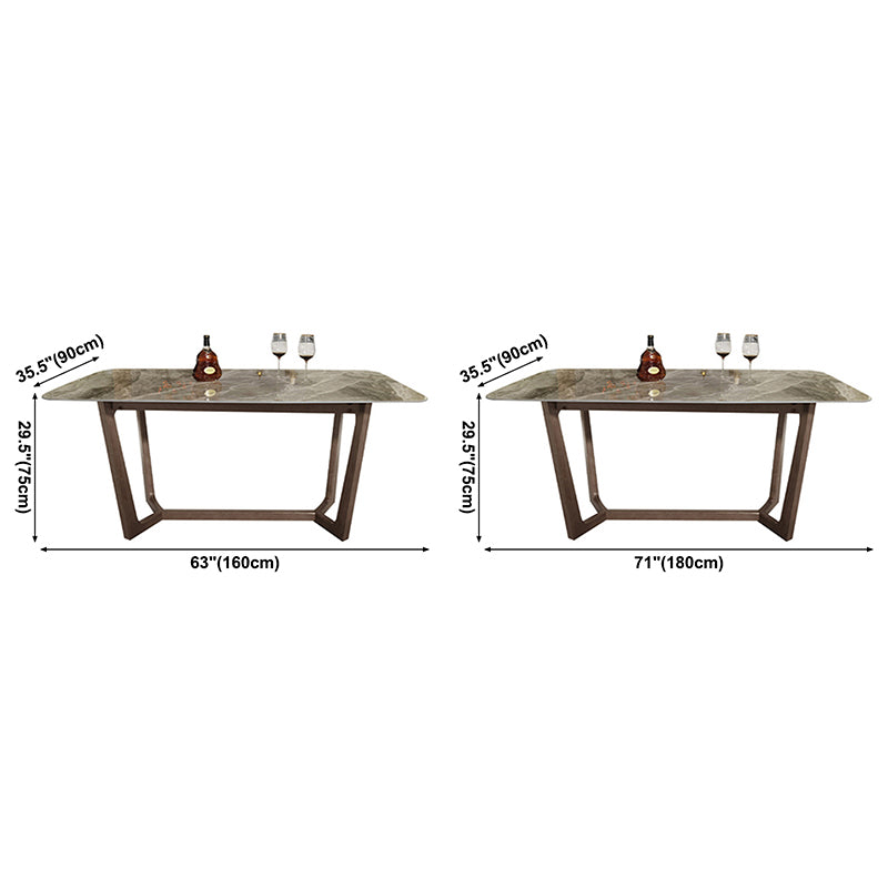 Sintered Stone Modern Rectangle Dining Table Grey Stone Top Table with Trestle Base Clearhalo ' dining_table' 'Dining Tables & Seating' 'Dining Tables' 'Furniture' 'furniture_dining_table' 'Kitchen & Dining Furniture' 'kitchen&dining_furn' 'kitchen' 'kitchen_dining_table' 3578518