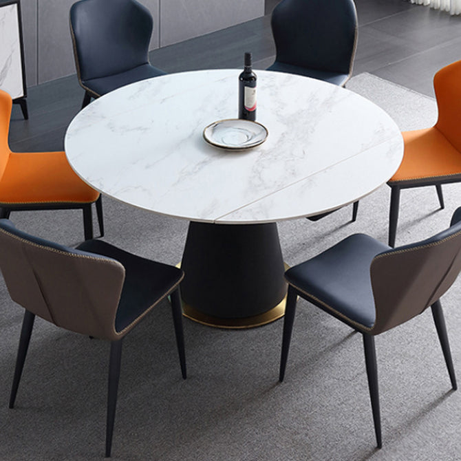 Modern Style Sintered Stone Dining Table White Round Table with Pedestal Clearhalo ' dining_table' 'Dining Tables & Seating' 'Dining Tables' 'Furniture' 'furniture_dining_table' 'Kitchen & Dining Furniture' 'kitchen&dining_furn' 'kitchen' 'kitchen_dining_table' 3578522
