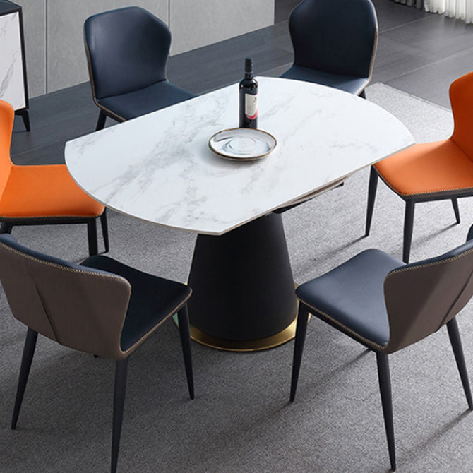 Modern Style Sintered Stone Dining Table White Round Table with Pedestal Clearhalo ' dining_table' 'Dining Tables & Seating' 'Dining Tables' 'Furniture' 'furniture_dining_table' 'Kitchen & Dining Furniture' 'kitchen&dining_furn' 'kitchen' 'kitchen_dining_table' 3578523