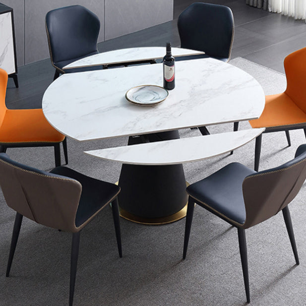 Modern Style Sintered Stone Dining Table White Round Table with Pedestal Clearhalo ' dining_table' 'Dining Tables & Seating' 'Dining Tables' 'Furniture' 'furniture_dining_table' 'Kitchen & Dining Furniture' 'kitchen&dining_furn' 'kitchen' 'kitchen_dining_table' 3578524