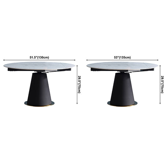 Modern Style Sintered Stone Dining Table White Round Table with Pedestal
