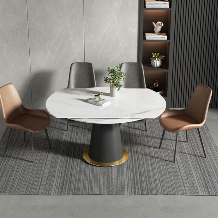 Modern Style Sintered Stone Dining Table White Round Table with Pedestal Clearhalo ' dining_table' 'Dining Tables & Seating' 'Dining Tables' 'Furniture' 'furniture_dining_table' 'Kitchen & Dining Furniture' 'kitchen&dining_furn' 'kitchen' 'kitchen_dining_table' 3578530