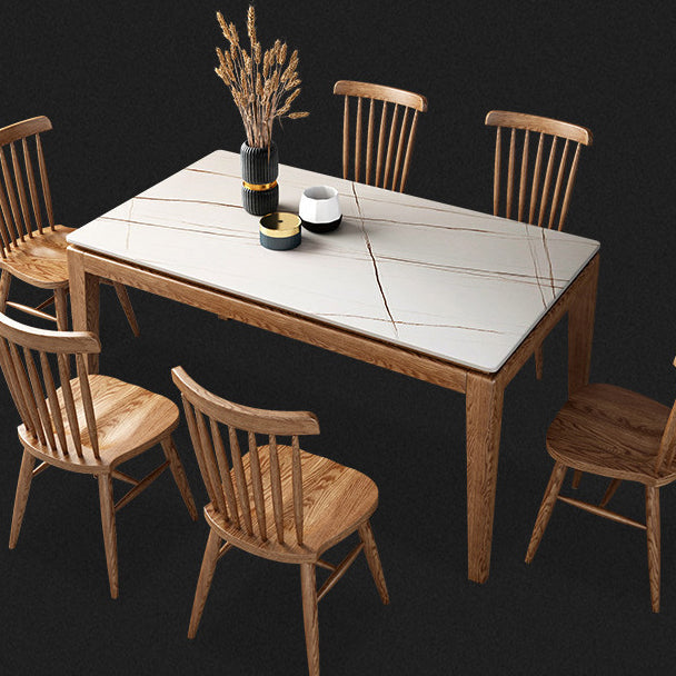 Ash Wood Base Modern Sintered Stone Dining Table Solid Wood Table in Wood Color Clearhalo ' dining_table' 'Dining Tables & Seating' 'Dining Tables' 'Furniture' 'furniture_dining_table' 'Kitchen & Dining Furniture' 'kitchen&dining_furn' 'kitchen' 'kitchen_dining_table' 3578547