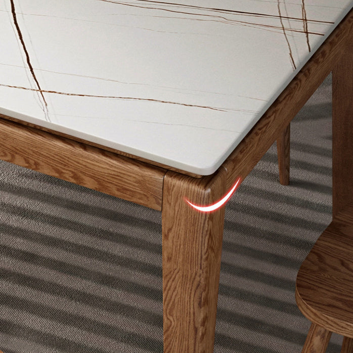 Ash Wood Base Modern Sintered Stone Dining Table Solid Wood Table in Wood Color Clearhalo ' dining_table' 'Dining Tables & Seating' 'Dining Tables' 'Furniture' 'furniture_dining_table' 'Kitchen & Dining Furniture' 'kitchen&dining_furn' 'kitchen' 'kitchen_dining_table' 3578549