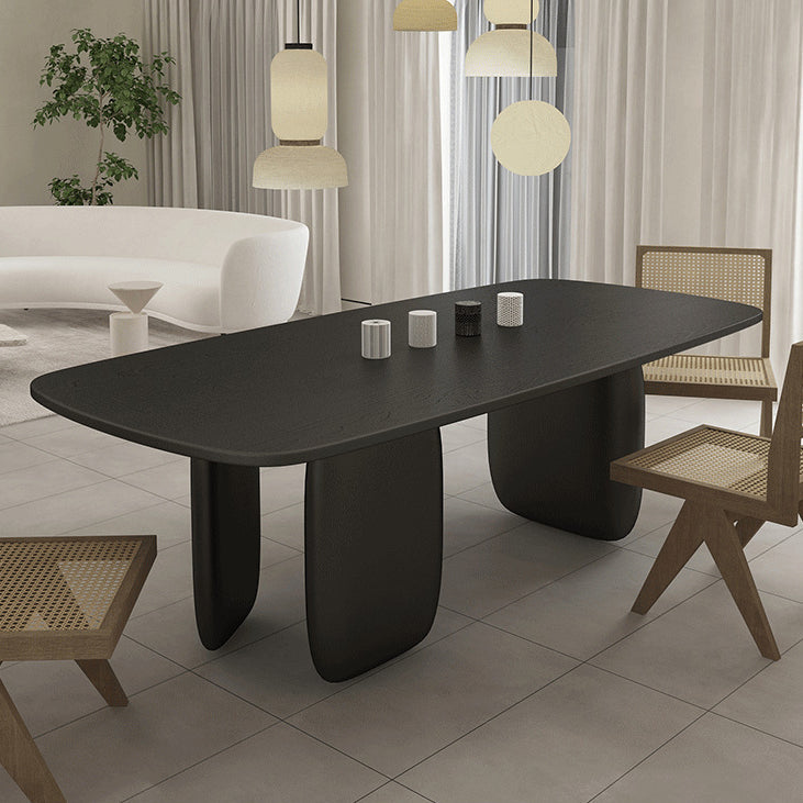 Solid Wood Rectangle Dining Table Modern Contemporary Kitchen Wood Table with 3 Legs Black Without Chairs Clearhalo ' dining_table' 'Dining Tables & Seating' 'Dining Tables' 'furn' 'furn_dining_table' 'Furniture' 'furniture_dining_table' 'Kitchen & Dining Furniture' 'kitchen&dining_furn' 'kitchen' 'kitchen_dining_table' 3578576