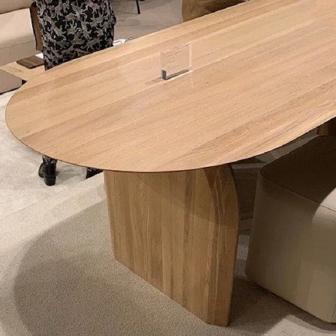 Oval Solid Wood Brown Tone Dining Table Simplicity Double Pedestal Table for Dining Room Clearhalo ' dining_table' 'Dining Tables & Seating' 'Dining Tables' 'furn' 'furn_dining_table' 'Furniture' 'furniture_dining_table' 'Kitchen & Dining Furniture' 'kitchen&dining_furn' 'kitchen' 'kitchen_dining_table' 3578585