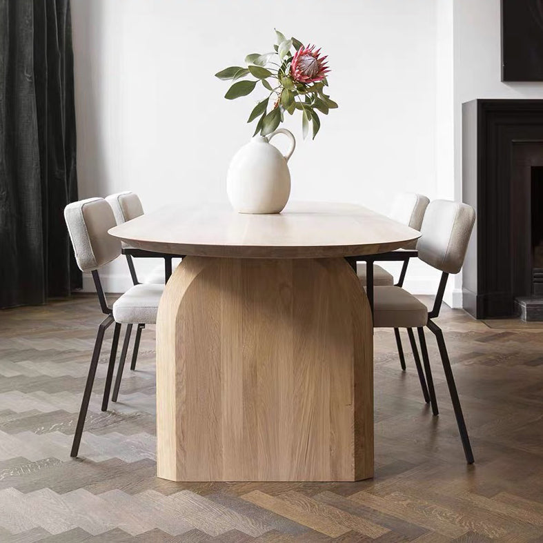 Oval Solid Wood Brown Tone Dining Table Simplicity Double Pedestal Table for Dining Room Clearhalo ' dining_table' 'Dining Tables & Seating' 'Dining Tables' 'furn' 'furn_dining_table' 'Furniture' 'furniture_dining_table' 'Kitchen & Dining Furniture' 'kitchen&dining_furn' 'kitchen' 'kitchen_dining_table' 3578588