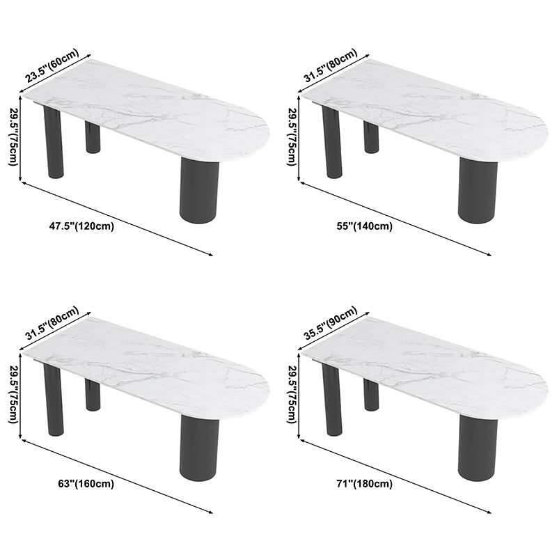 Contemporary Dining Table Sintered Stone Table with 3 Black Legs for Dining Clearhalo ' dining_table' 'Dining Tables & Seating' 'Dining Tables' 'Furniture' 'furniture_dining_table' 'Kitchen & Dining Furniture' 'kitchen&dining_furn' 'kitchen' 'kitchen_dining_table' 3578596