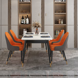 Modern Style Sintered Stone Dining Table White Rectangle Table with Metal Base for Home Use Clearhalo ' dining_table' 'Dining Tables & Seating' 'Dining Tables' 'furn' 'furn_dining_table' 'Furniture' 'furniture_dining_table' 'Kitchen & Dining Furniture' 'kitchen&dining_furn' 'kitchen' 'kitchen_dining_table' 3578613