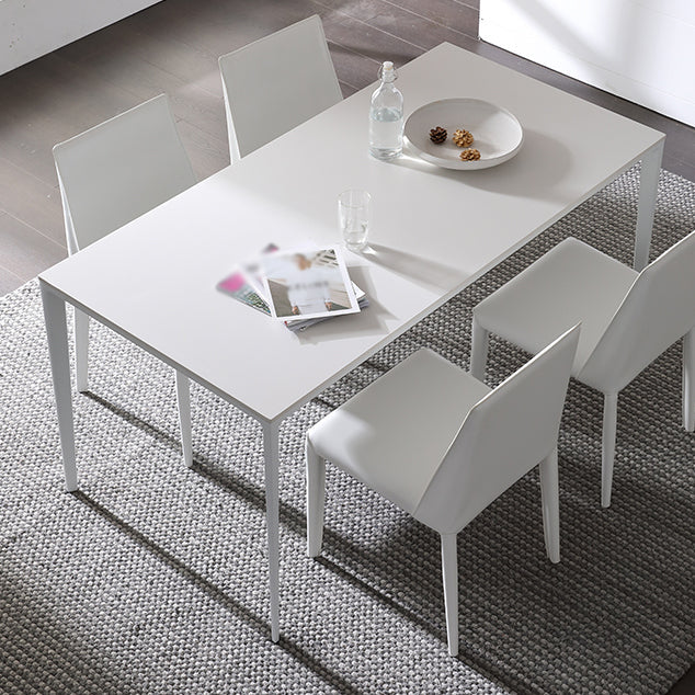 Contemporary Sintered Stone Top White Dining Table Rectangle Shape Dining Table with 4 Legs Base Clearhalo ' dining_table' 'Dining Tables & Seating' 'Dining Tables' 'Furniture' 'furniture_dining_table' 'Kitchen & Dining Furniture' 'kitchen&dining_furn' 'kitchen' 'kitchen_dining_table' 3578617