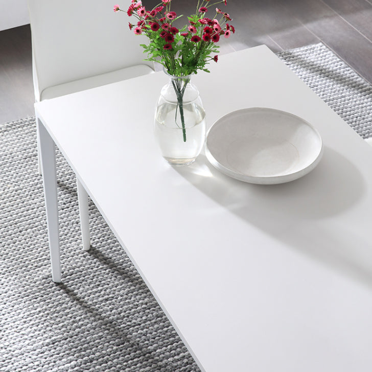 Contemporary Sintered Stone Top White Dining Table Rectangle Shape Dining Table with 4 Legs Base Clearhalo ' dining_table' 'Dining Tables & Seating' 'Dining Tables' 'Furniture' 'furniture_dining_table' 'Kitchen & Dining Furniture' 'kitchen&dining_furn' 'kitchen' 'kitchen_dining_table' 3578619