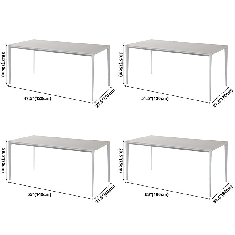 Contemporary Sintered Stone Top White Dining Table Rectangle Shape Dining Table with 4 Legs Base Clearhalo ' dining_table' 'Dining Tables & Seating' 'Dining Tables' 'Furniture' 'furniture_dining_table' 'Kitchen & Dining Furniture' 'kitchen&dining_furn' 'kitchen' 'kitchen_dining_table' 3578624