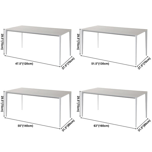 Contemporary Sintered Stone Top White Dining Table Rectangle Shape Dining Table with 4 Legs Base