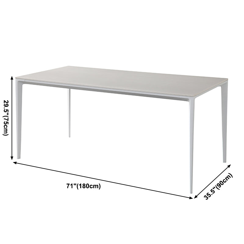 Contemporary Sintered Stone Top White Dining Table Rectangle Shape Dining Table with 4 Legs Base Clearhalo ' dining_table' 'Dining Tables & Seating' 'Dining Tables' 'Furniture' 'furniture_dining_table' 'Kitchen & Dining Furniture' 'kitchen&dining_furn' 'kitchen' 'kitchen_dining_table' 3578625