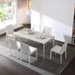 Contemporary Sintered Stone Top White Dining Table Rectangle Shape Dining Table with 4 Legs Base Clearhalo ' dining_table' 'Dining Tables & Seating' 'Dining Tables' 'Furniture' 'furniture_dining_table' 'Kitchen & Dining Furniture' 'kitchen&dining_furn' 'kitchen' 'kitchen_dining_table' 3578628