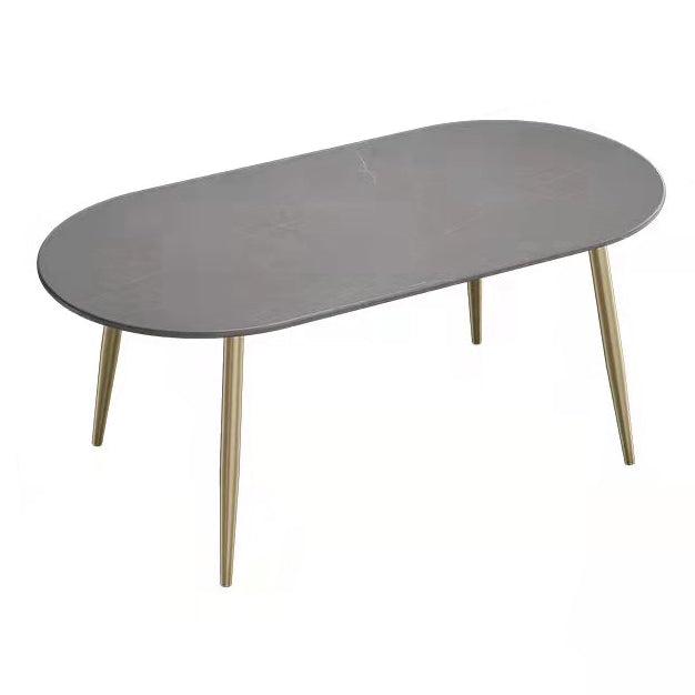 Contemporary Oval Dining Table Sintered Stone Dining Table with 4 Metal Legs for Dining Room Gray Clearhalo ' dining_table' 'Dining Tables & Seating' 'Dining Tables' 'Furniture' 'furniture_dining_table' 'Kitchen & Dining Furniture' 'kitchen&dining_furn' 'kitchen' 'kitchen_dining_table' 3578630