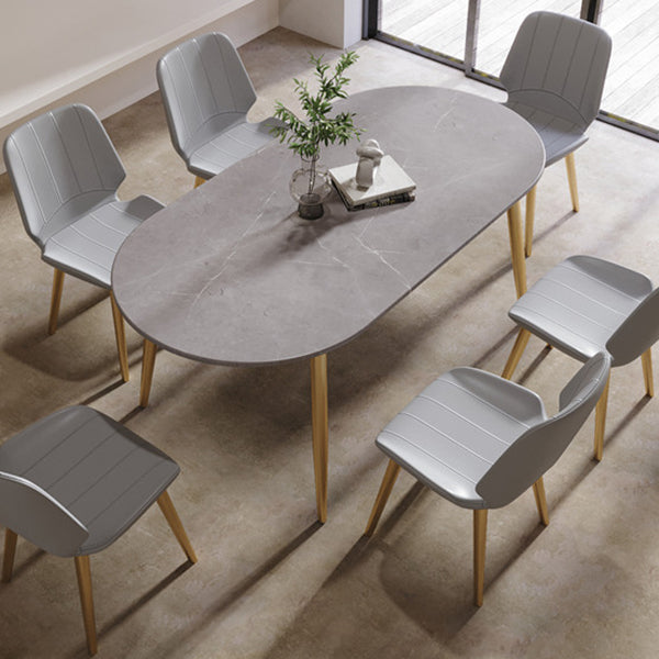 Contemporary Oval Dining Table Sintered Stone Dining Table with 4 Metal Legs for Dining Room Clearhalo ' dining_table' 'Dining Tables & Seating' 'Dining Tables' 'Furniture' 'furniture_dining_table' 'Kitchen & Dining Furniture' 'kitchen&dining_furn' 'kitchen' 'kitchen_dining_table' 3578631
