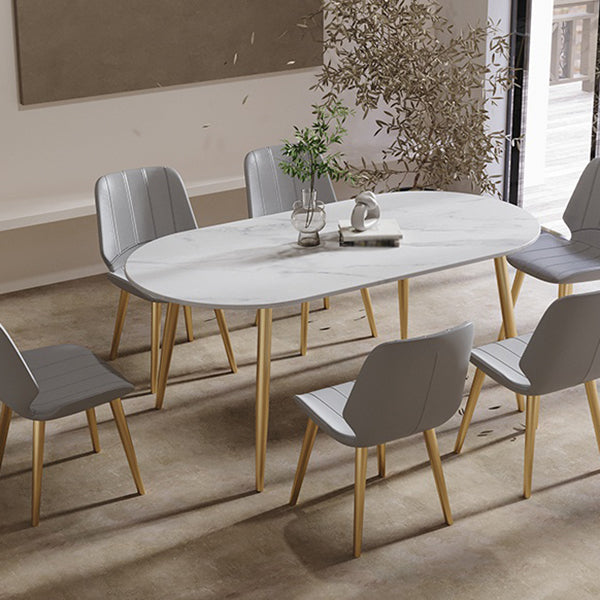 Contemporary Oval Dining Table Sintered Stone Dining Table with 4 Metal Legs for Dining Room Clearhalo ' dining_table' 'Dining Tables & Seating' 'Dining Tables' 'Furniture' 'furniture_dining_table' 'Kitchen & Dining Furniture' 'kitchen&dining_furn' 'kitchen' 'kitchen_dining_table' 3578633