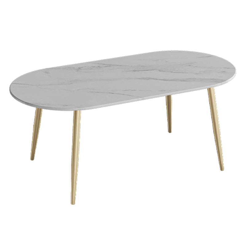 Contemporary Oval Dining Table Sintered Stone Dining Table with 4 Metal Legs for Dining Room White Clearhalo ' dining_table' 'Dining Tables & Seating' 'Dining Tables' 'Furniture' 'furniture_dining_table' 'Kitchen & Dining Furniture' 'kitchen&dining_furn' 'kitchen' 'kitchen_dining_table' 3578634