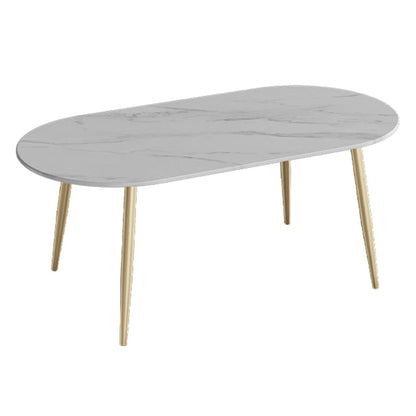 Contemporary Oval Dining Table Sintered Stone Dining Table with 4 Metal Legs for Dining Room White Clearhalo ' dining_table' 'Dining Tables & Seating' 'Dining Tables' 'Furniture' 'furniture_dining_table' 'Kitchen & Dining Furniture' 'kitchen&dining_furn' 'kitchen' 'kitchen_dining_table' 3578634
