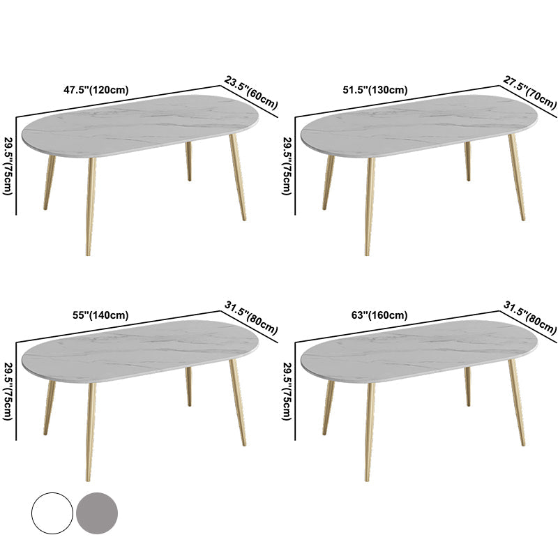 Contemporary Oval Dining Table Sintered Stone Dining Table with 4 Metal Legs for Dining Room Clearhalo ' dining_table' 'Dining Tables & Seating' 'Dining Tables' 'Furniture' 'furniture_dining_table' 'Kitchen & Dining Furniture' 'kitchen&dining_furn' 'kitchen' 'kitchen_dining_table' 3578637