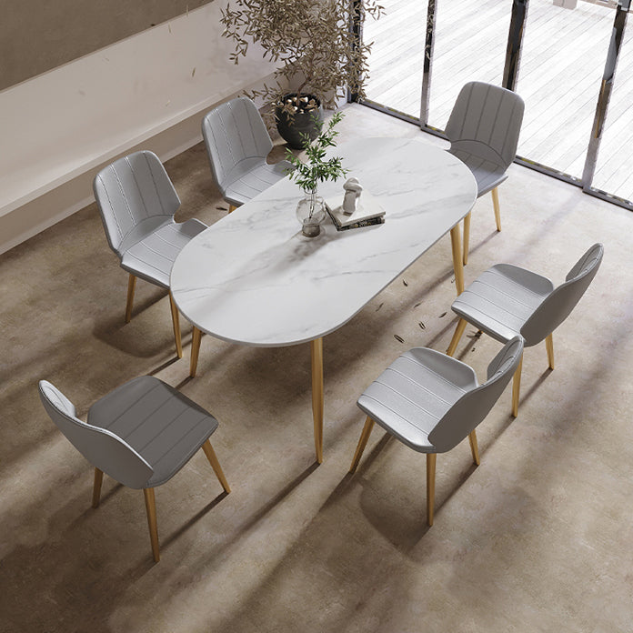 Contemporary Oval Dining Table Sintered Stone Dining Table with 4 Metal Legs for Dining Room Clearhalo ' dining_table' 'Dining Tables & Seating' 'Dining Tables' 'Furniture' 'furniture_dining_table' 'Kitchen & Dining Furniture' 'kitchen&dining_furn' 'kitchen' 'kitchen_dining_table' 3578639